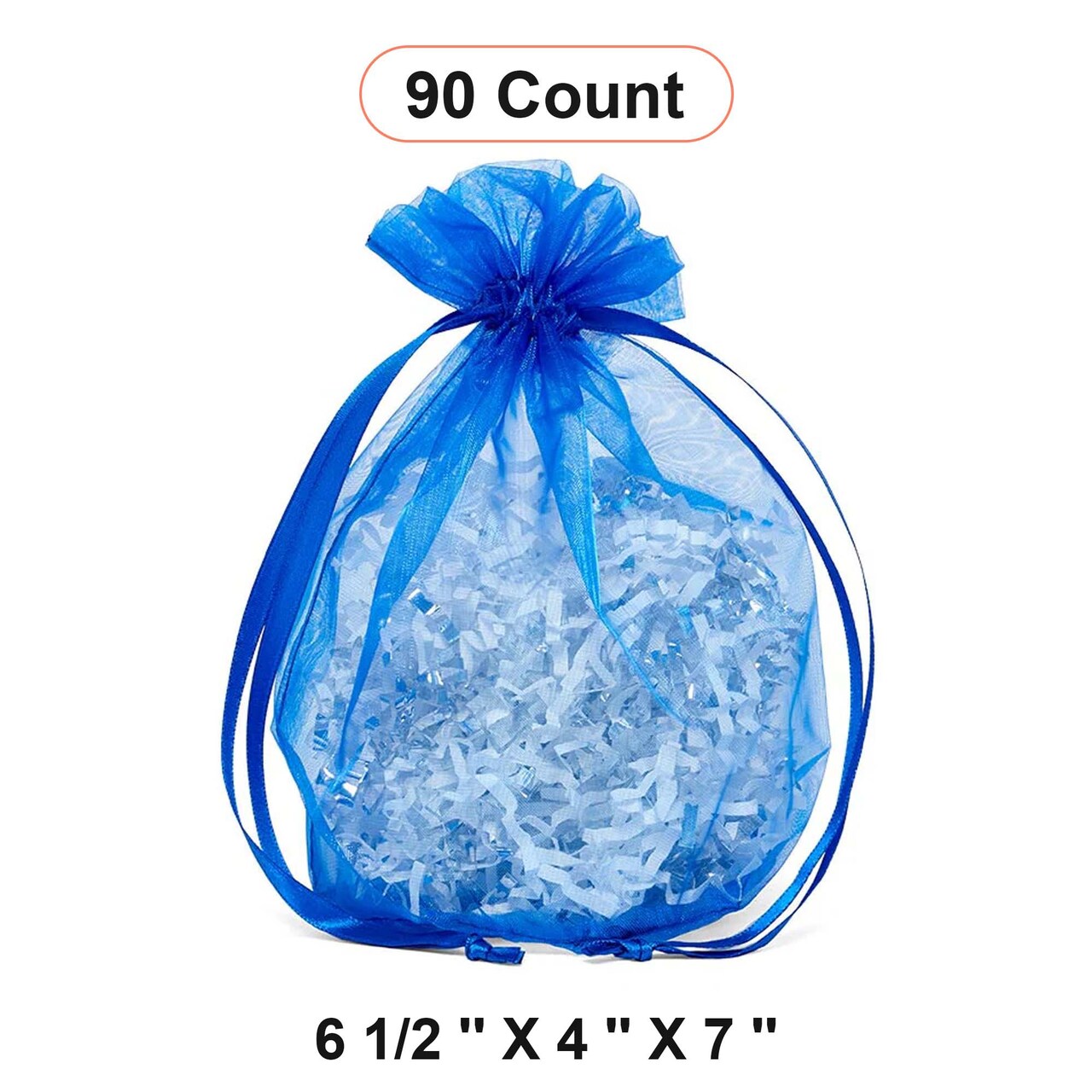 Wide Round Flat Bottom Organza Bags 6 1/2 '' X 4 '' X 7 '' for Decorative Favors